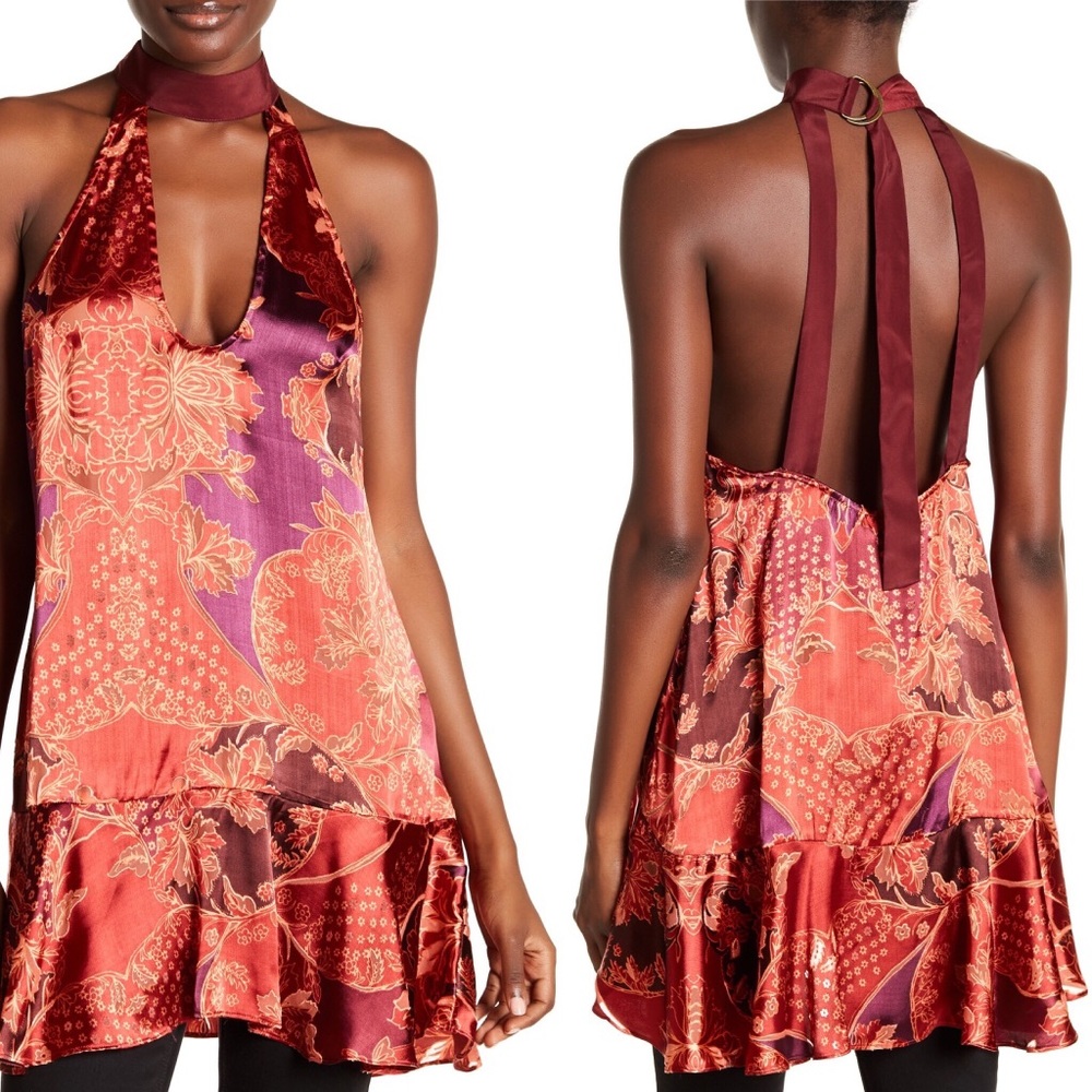 Bohemian Choker Open Back Lady Love Printed Tunic